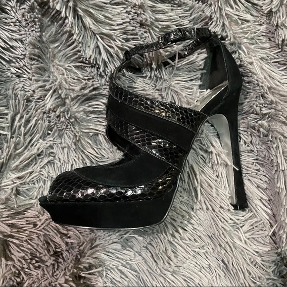Black Bebe Peeptoe Heels - Picture 3 of 4